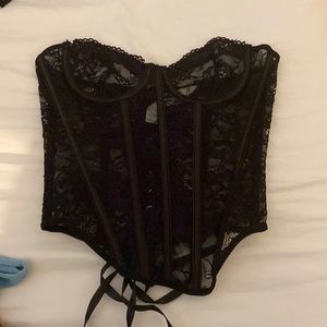 Pretty Little Thing. Black Corset tie back.